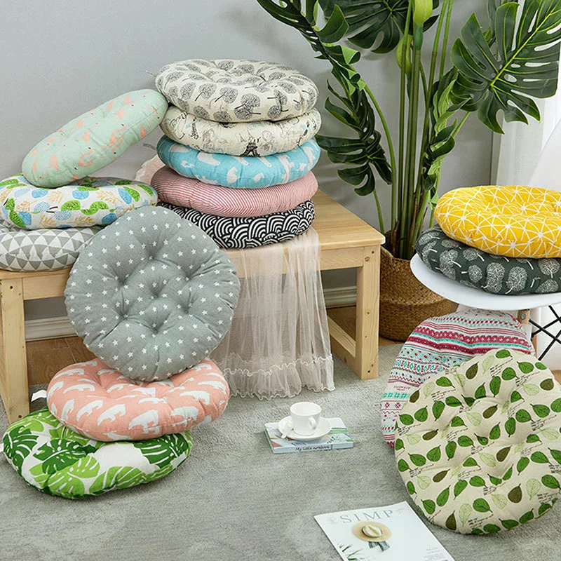 Coarse Cloth Round Style Cotton and Linen Style Seat Cushion Home Circular Cushion Japanese Style Futon Cushion Decoration
