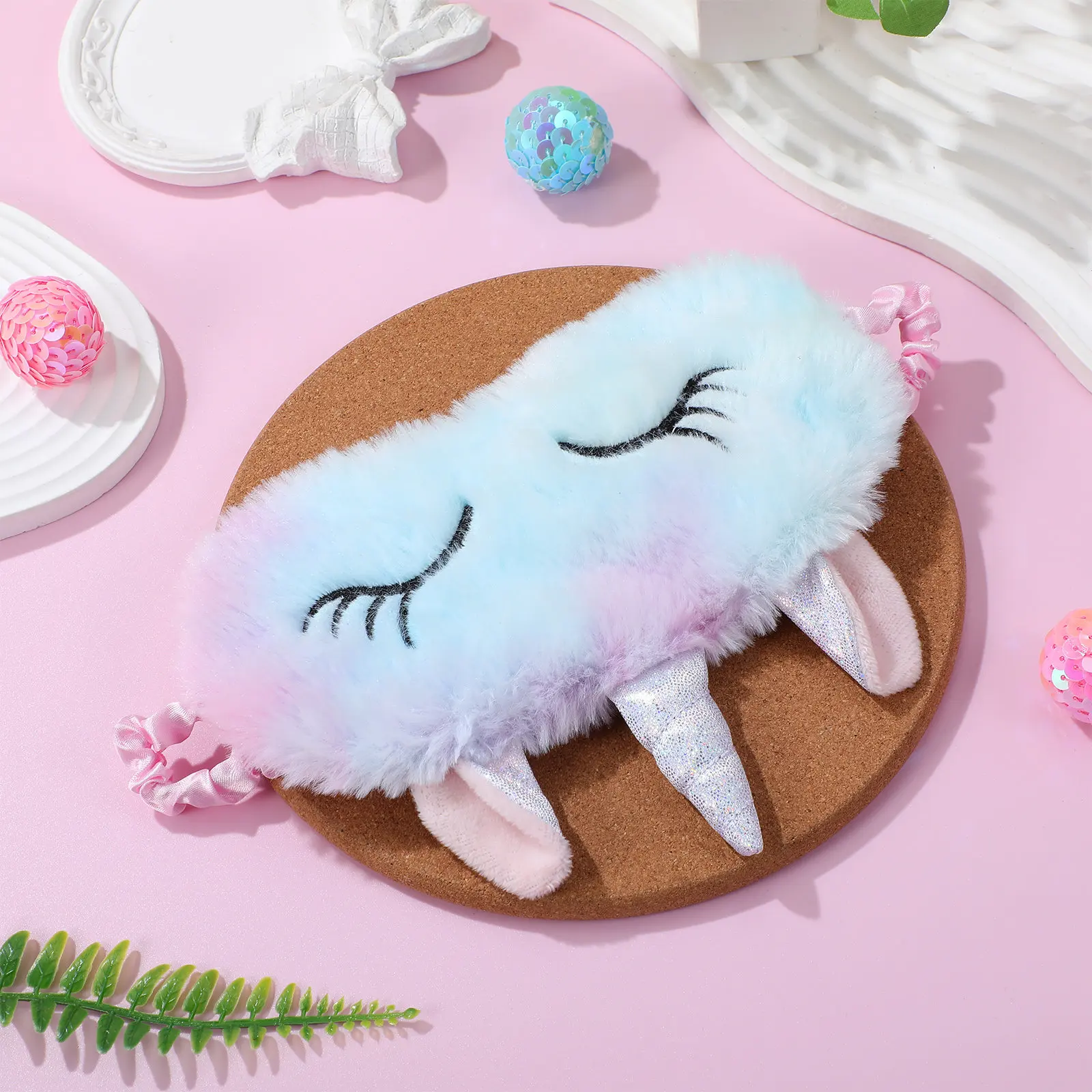 1Pcs Ice Cream Unicorn Eye Mask Soft Silk Cloth PP Cotton Sleeping Cover for Home Travel Sleeping Cover