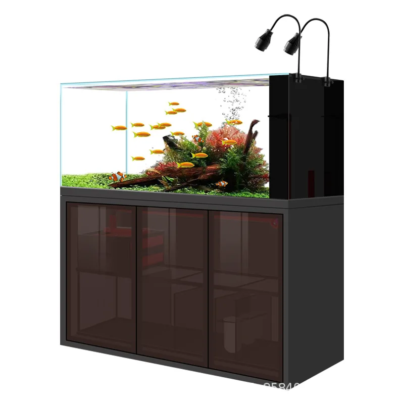 

Living room household small light luxury ultra-white glass goldfish tank ecology