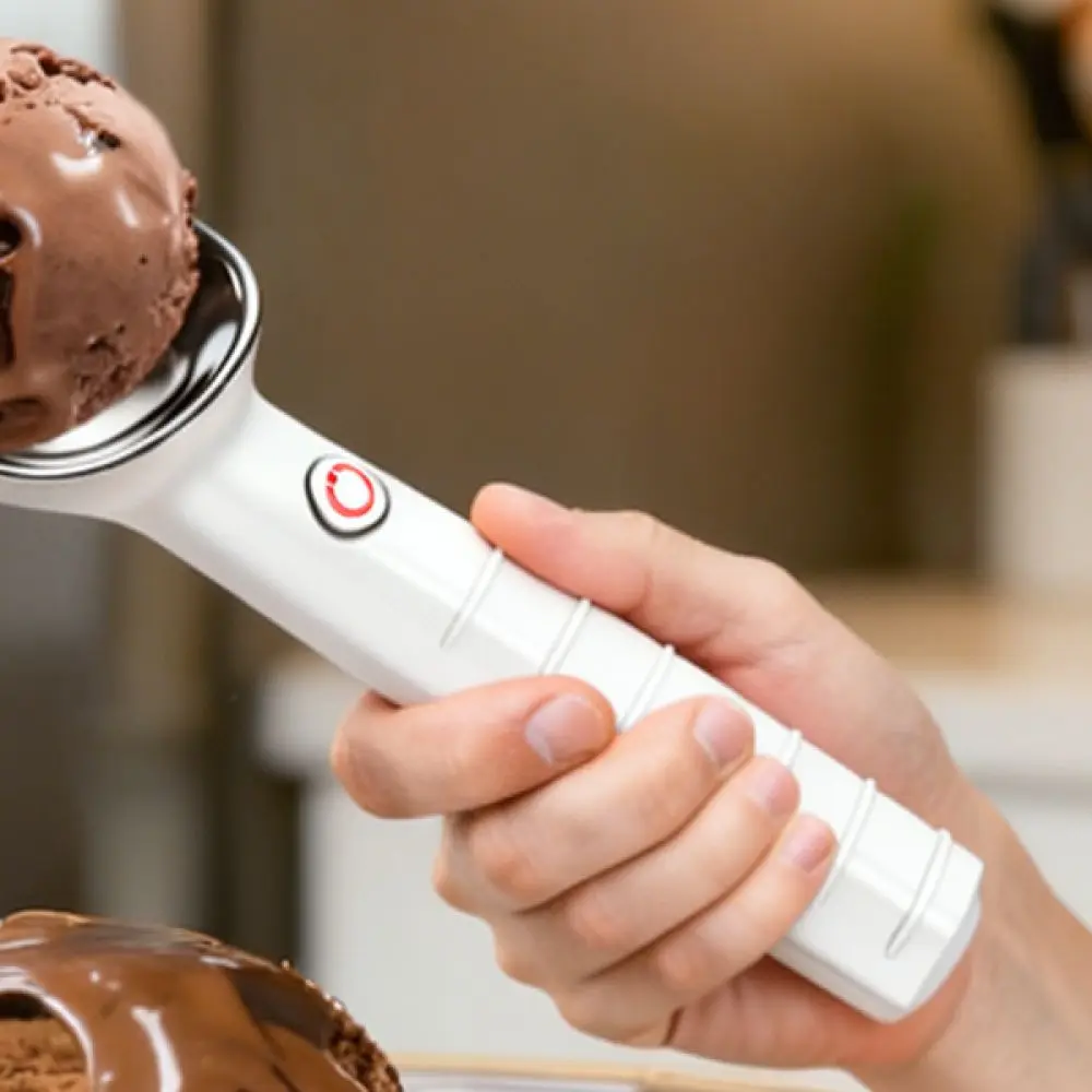 Professional Electric Scoop Stainless Steel Ice Cream Spoon Thermal Kitchen Gadget For Smooth Hard Frozen Dessert