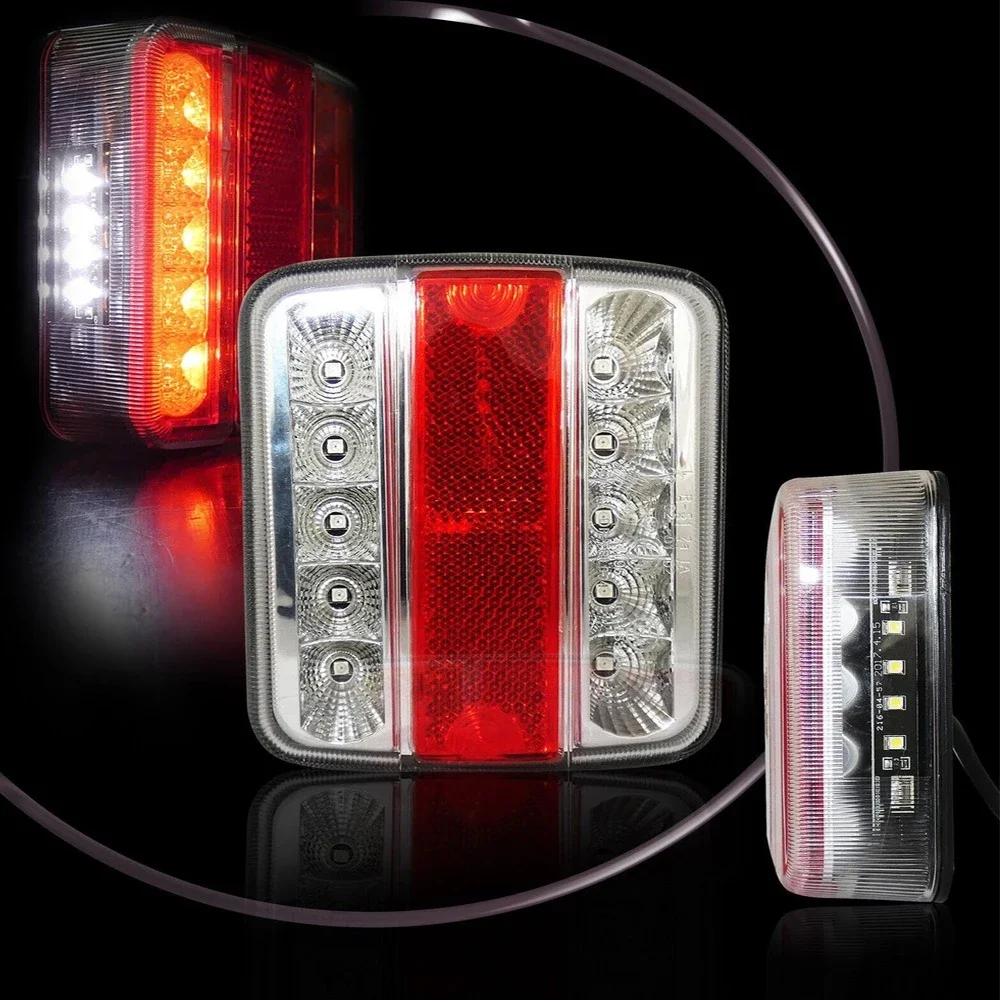 ATVOV 2x 12V 24V 14LED Submersible Truck Trailer Tail Light Rear Side Marker Brake Stop Turn Signal Indicator Waterproof RV Boat