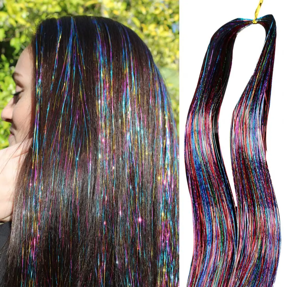 Extensión de cabello de color de cola de caballo para mujer, peluca sintética larga y recta, resaltado metálico, 1 par, 93cm