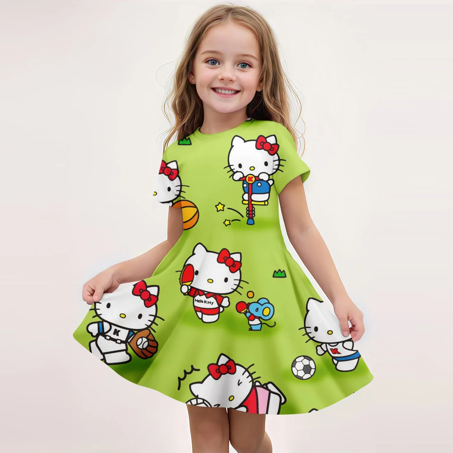 

Miniso Hello Kitty Girl Suitable for 3-14 Years Old Kids' Dresses Girls' Dress 2025 Kids Clothes Children Clothing Summer Party