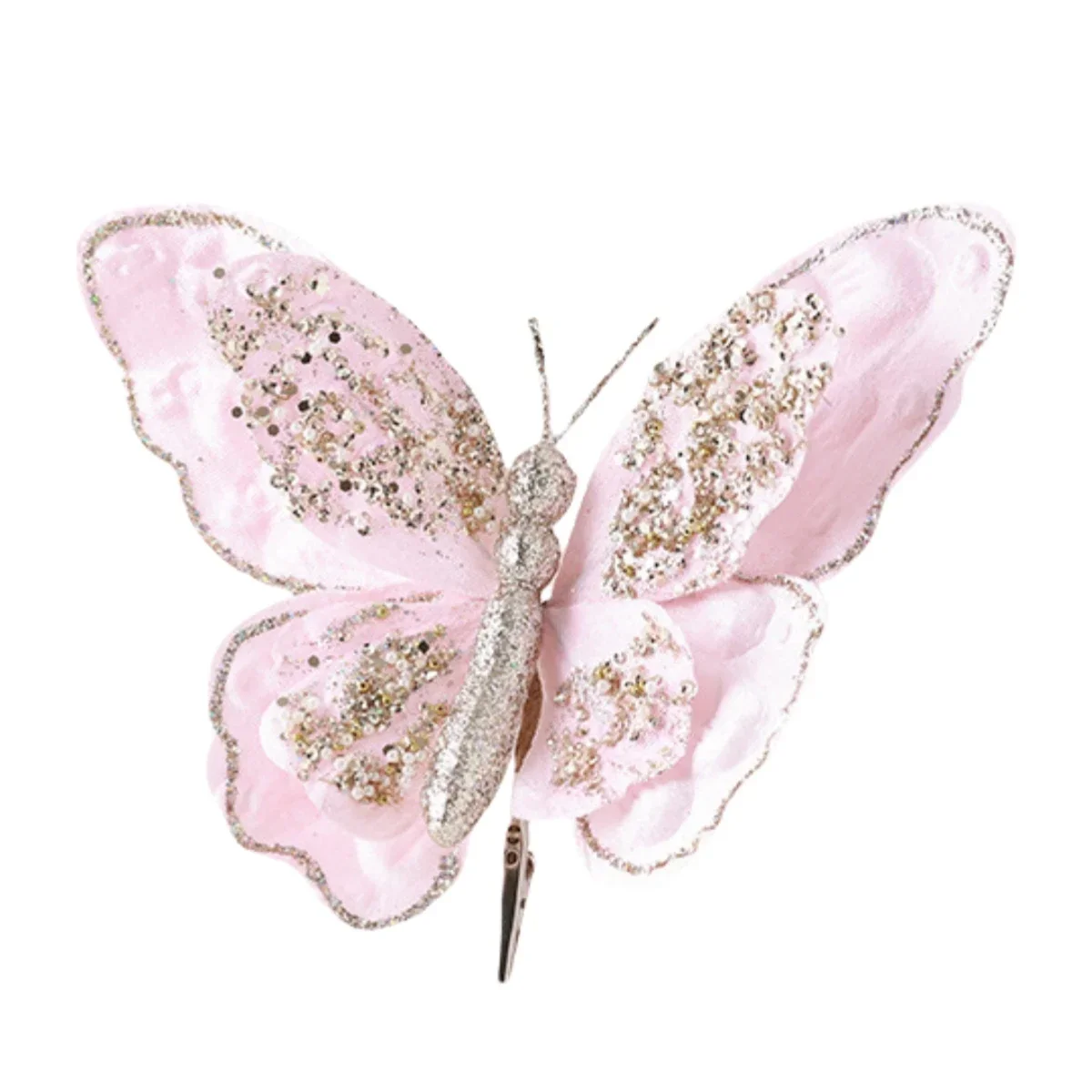 Ornement de papillon de Noël Él, artisanat fin, apparence scintillante, taille modérée, fleurs