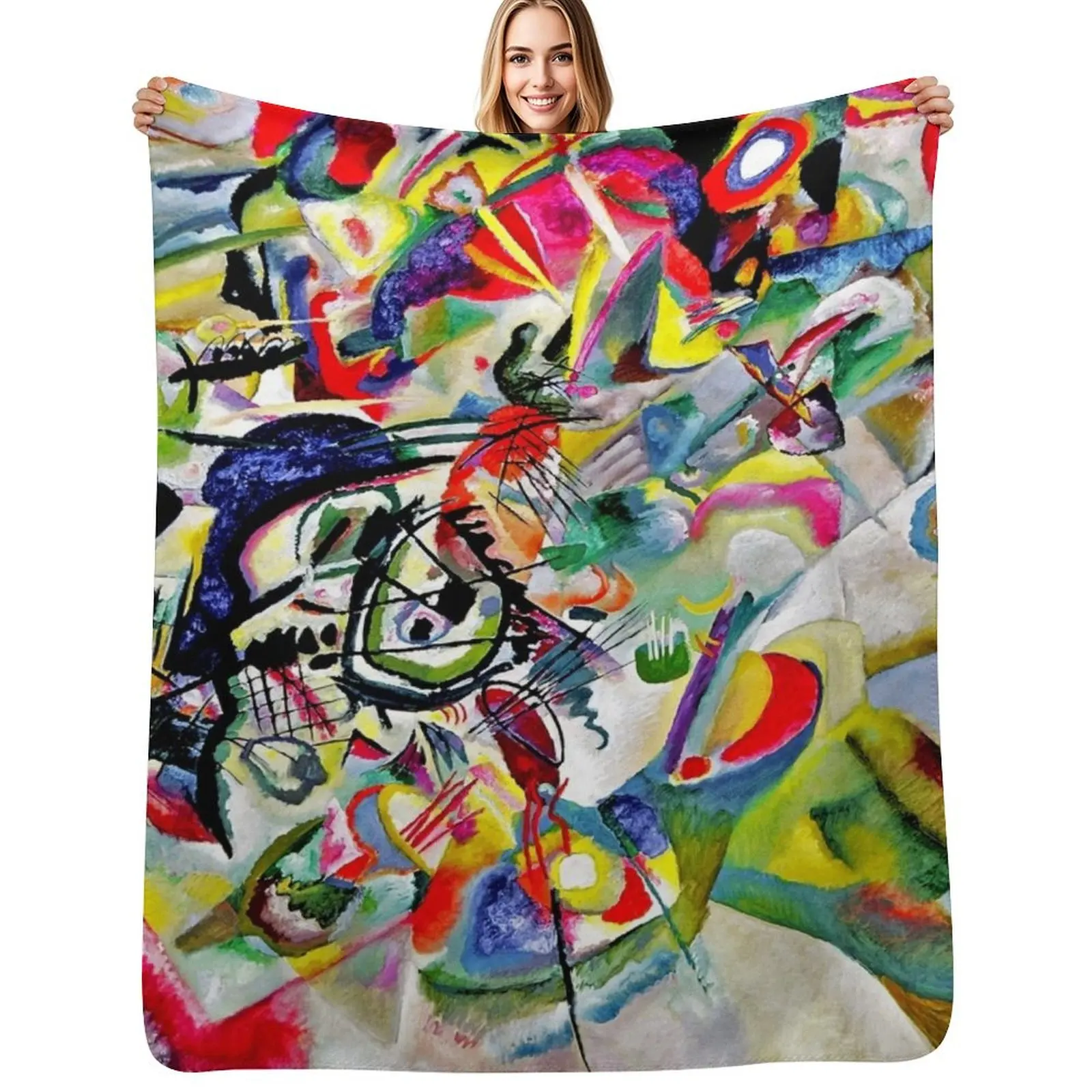 Composition VII, Composition 7 by Kandinsky Throw Blanket Color Fast Cozy Throw Blanket