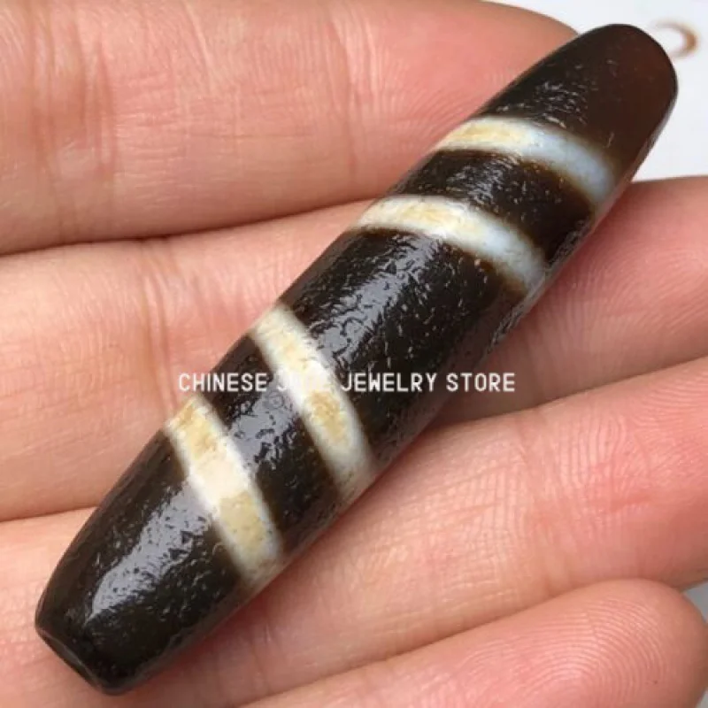 Ancient Tibetan DZI Beads Old Agate Four Stripes Totem Amulet Pendant GZI