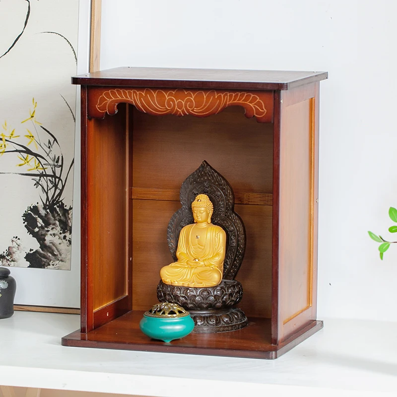 Offering Table Incense Case Buddhist Niche Nanzhu Wallmounted Shrine Frame Shentai God of Wealth Cabinet Placed Buddhist Cabinet