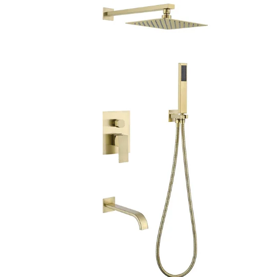 

8inch 3 Functions Brushed Gold Wall Mounted Shower Trim Kit Shower Mixer Complete Set with Valve Faucet