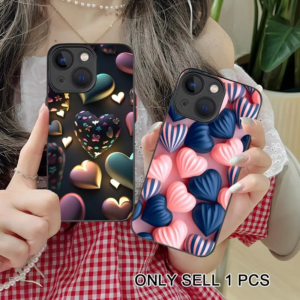 

Y2K Glowing Hearts Silicone Mobile Phone Case for iPhone 17 16 15 14 13 12 11 X XR XS Air Pro Max Plus Mini Colorful Cover