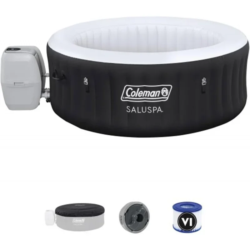 Coleman SaluSpa AirJet 2 to 4 Person Round Inflatable Hot Tub Portable Outdoor Spa with 60 Soothing AirJets and Insulated Cover,