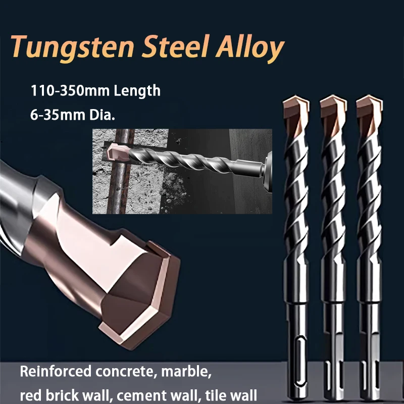 

Drill Bit Set 110-350mm Length 6-35mm Dia. Electric Hammer Masonry Drill Bit Set Tools For Concrete Drilling Wall