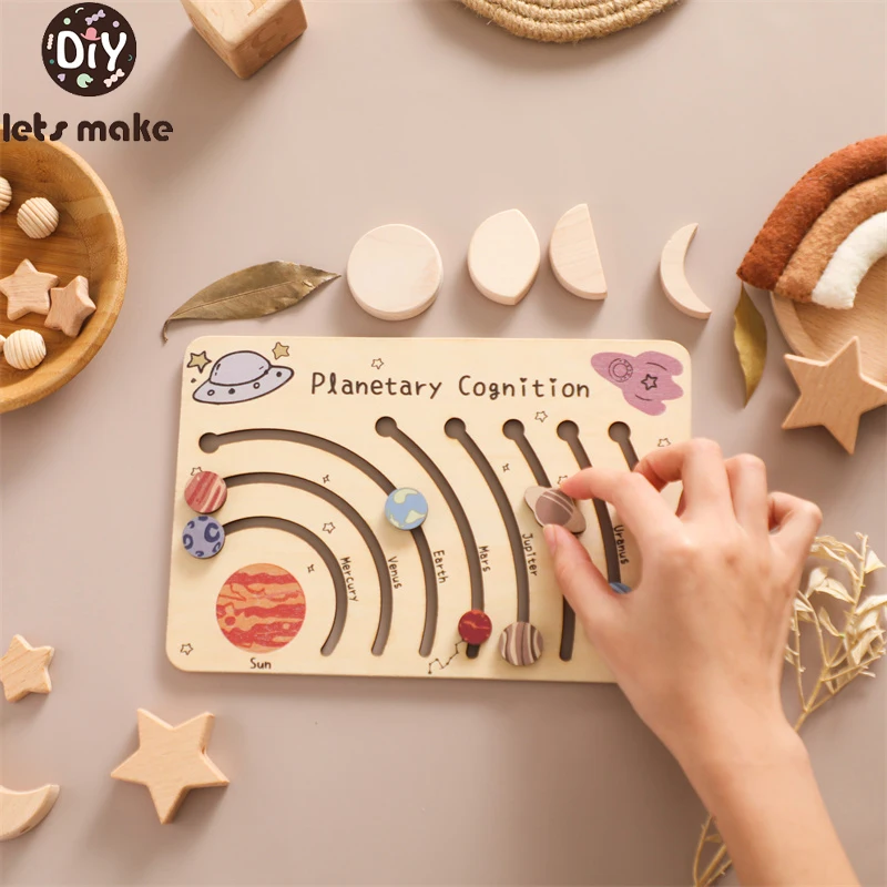 Space Wooden Puzzle Board Toy Solar System Universe Storytelling Family Interactive Play Children Montessori Education Toy