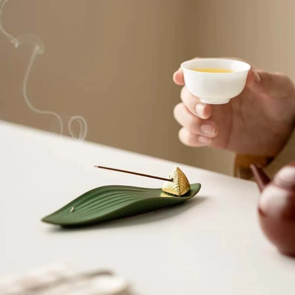 Boat Shape Zongzi Incense Holder Mini Ceramic Incense Stick Burner Zen Style Traditional Aromatherapy