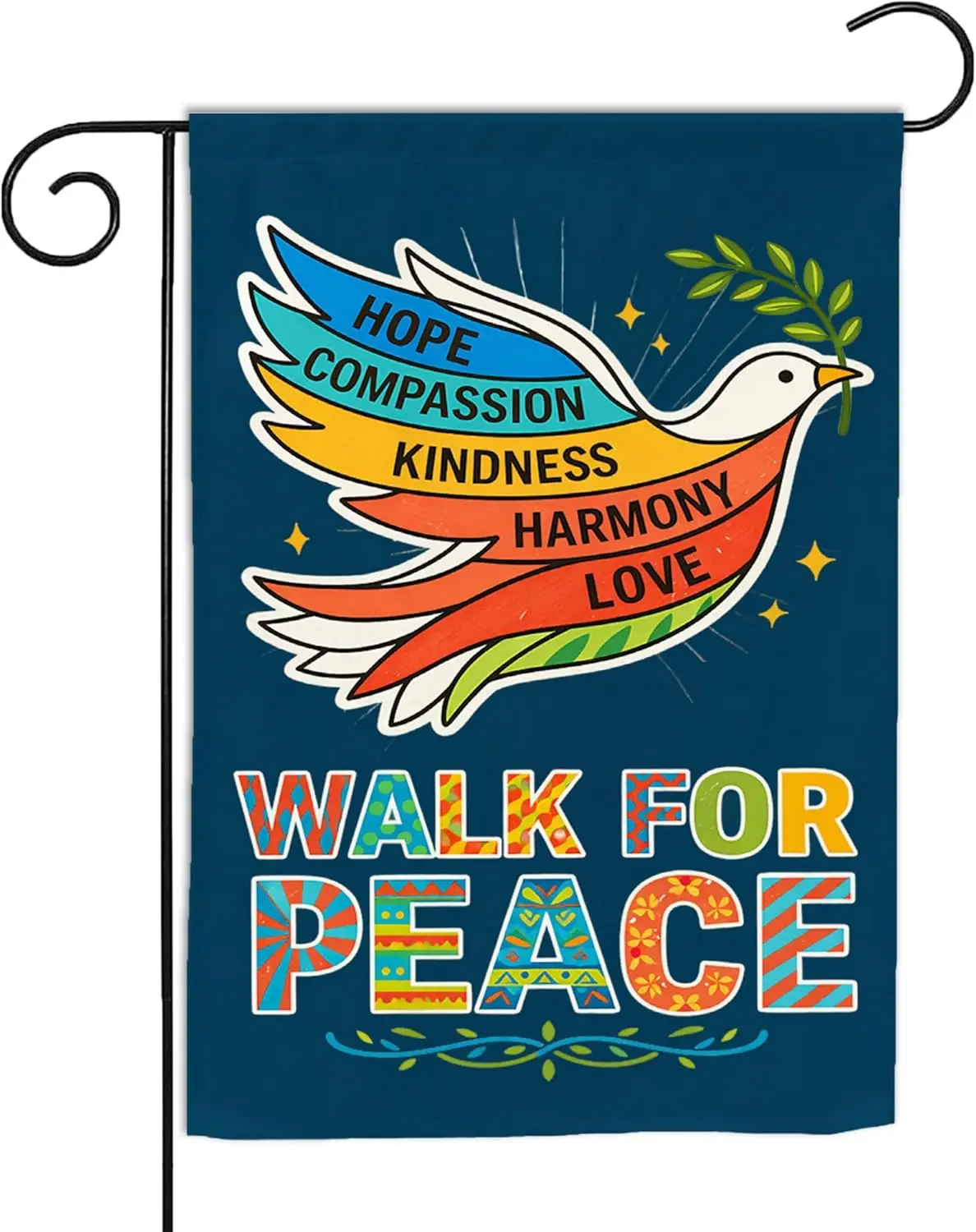 VOTANTA (12"x18") Walk for Peace Garden Flag Peace Dove Olive Compassion Kindness Mindfulness Spiritual Meditation Z jjp