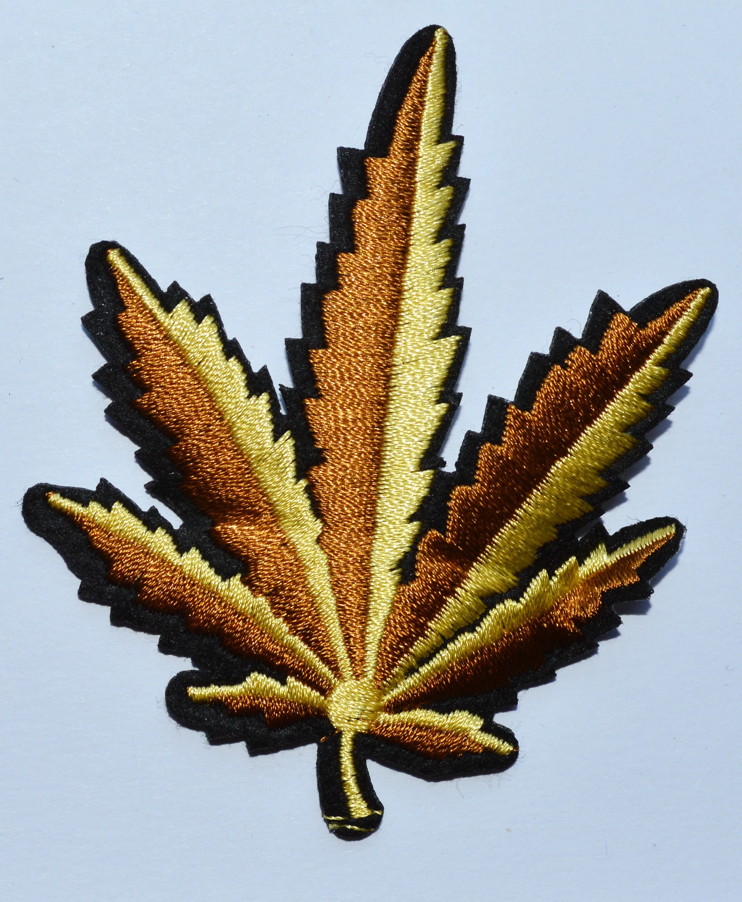 5x Golden Pot leaf boho hippie retro weed applique Embroidery iron-on patch new, iron on patch punk bike biker Sewing Hippie