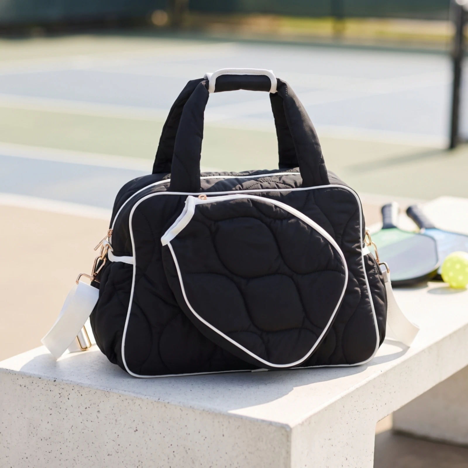 Pickleball Bag Water-Resistant Tennis Bag Detachable Strap Reinforced for Sports Practice view 4
