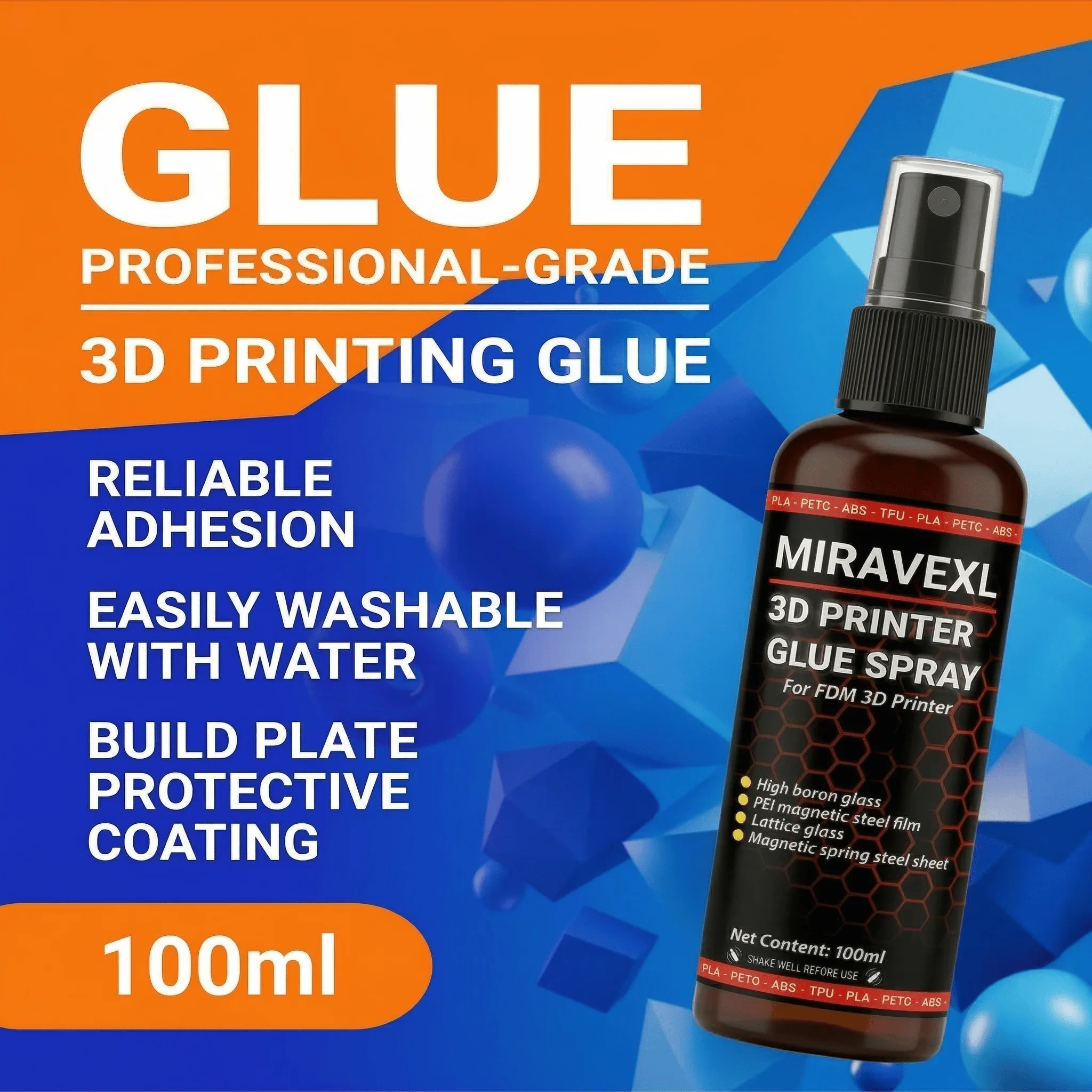 

Strong 3D Printer Bed Adhesive Spray Glue Anti-Warping for PLA ABS PETG TPU Filament Glass PEI Build Plate Printing Accessories