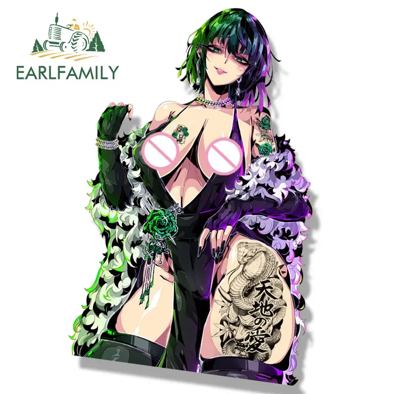 EARLFAMILY Blizzard of Hell Fubuki Peek Fanart Car Sticker Anime Bald Man JDM Gothic Tattoo Girl Waifu Decal Graffiti Stickers