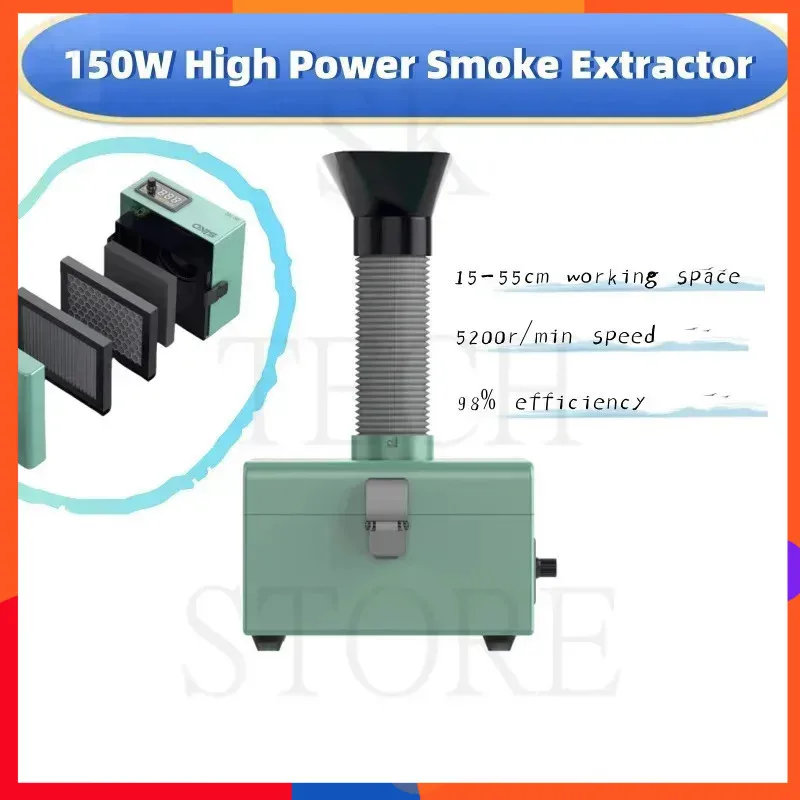 SIKO 150W Estrattore di Fumo Per Saldatura Ventola Ad Alta Potenza Mini Assorbitore di Saldatura ESD Estrattore di Fumi D'aria Ventola Per PCB BGA Strumenti di Saldatura