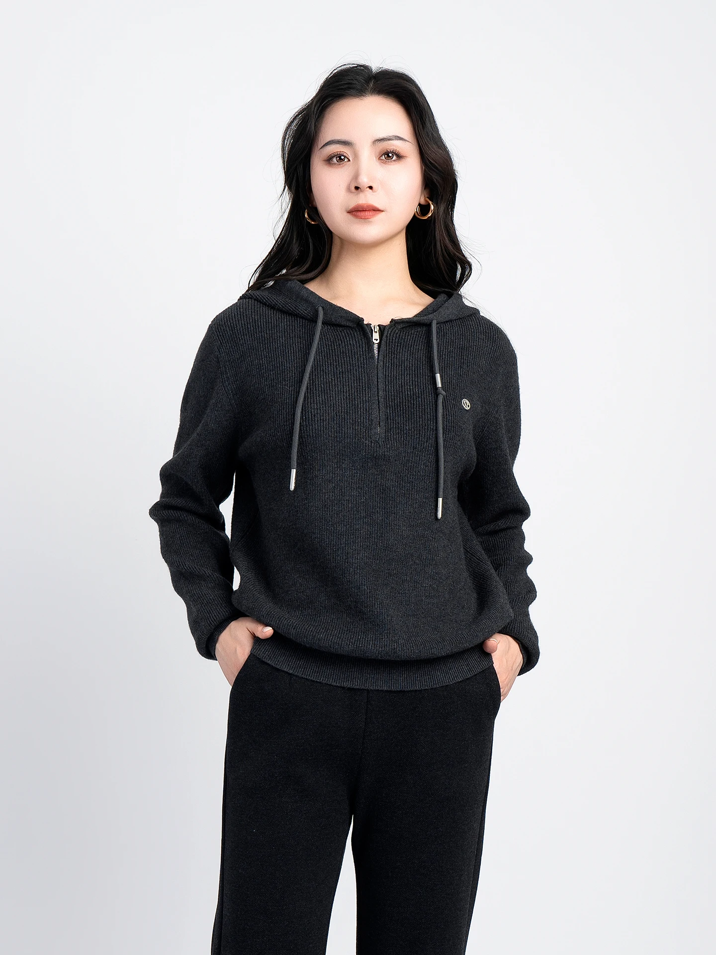 

Повседневный длинный вязаный свитер свера с застежкой-молнией и капюшоном на шнурке, Новое зимнее поступление, одежда из полиэфирного волокна с животным узором для девочек