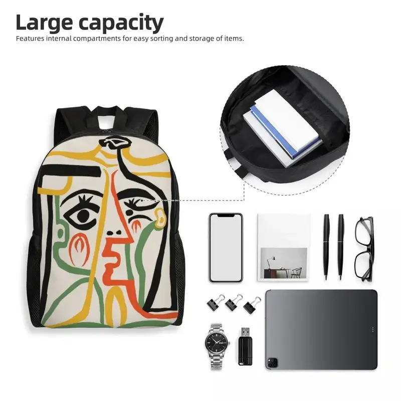 Moda masculina e feminina Laptop Backpack, Book Bag for College, School Students, Pcs, Picasso Art