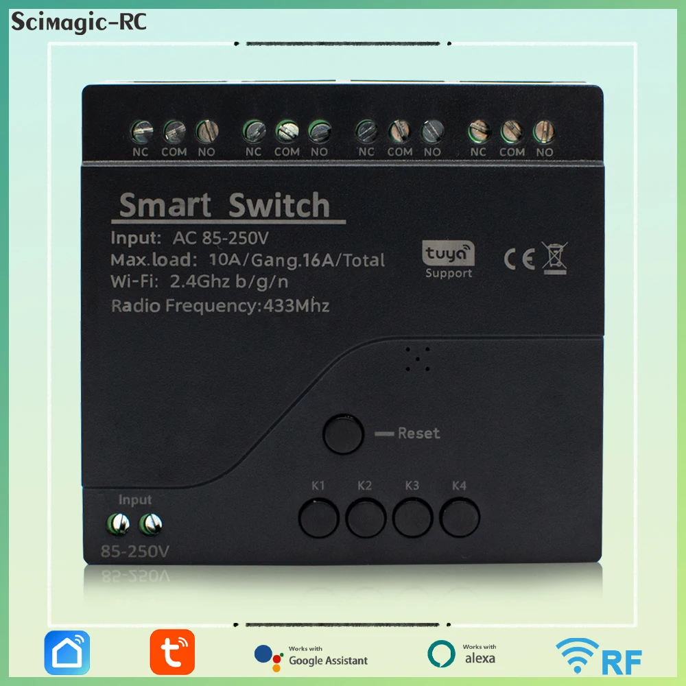 

4CH Tuya Wi-Fi умный переключатель AC 220 В 85-250 В реле домашняя интеллектуальная автоматизация пульт дистанционного управления работает с Alexa Google Home