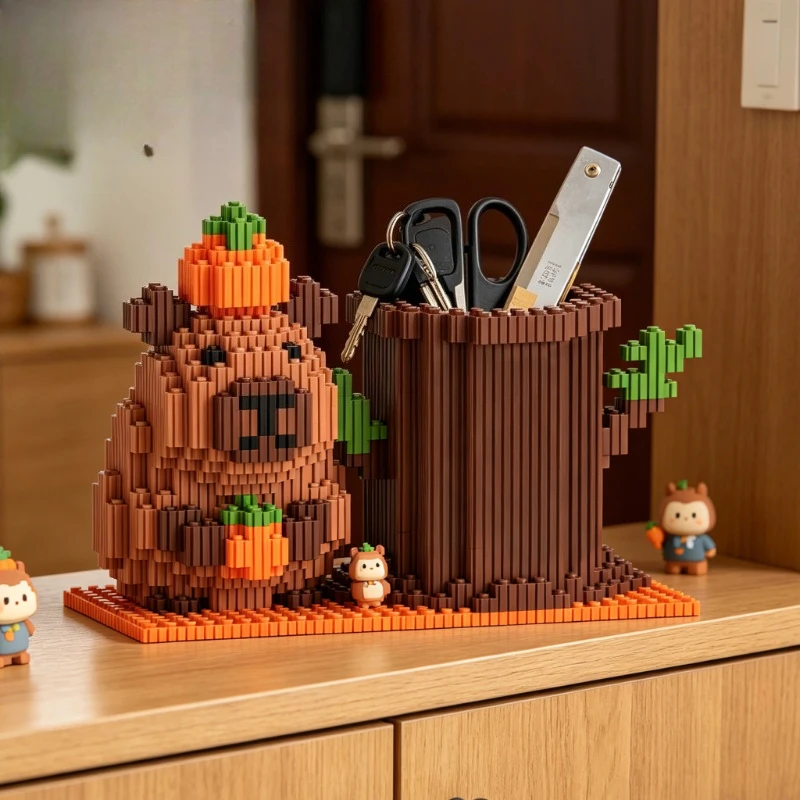 kawaii-capybara-pen-holder-building-blocks-stationery-storage-box-educational-assembly-toys-unique-desk-decor-home-office-decor