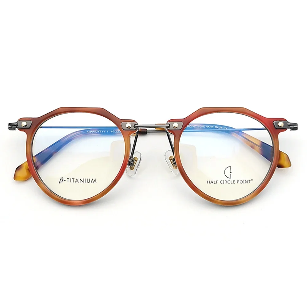 Vintage Women Men Acetate Eyeglasses Irregular Shape Design Eyewear Brand Hand Made Spectacle Frame Precription Lens Optical
