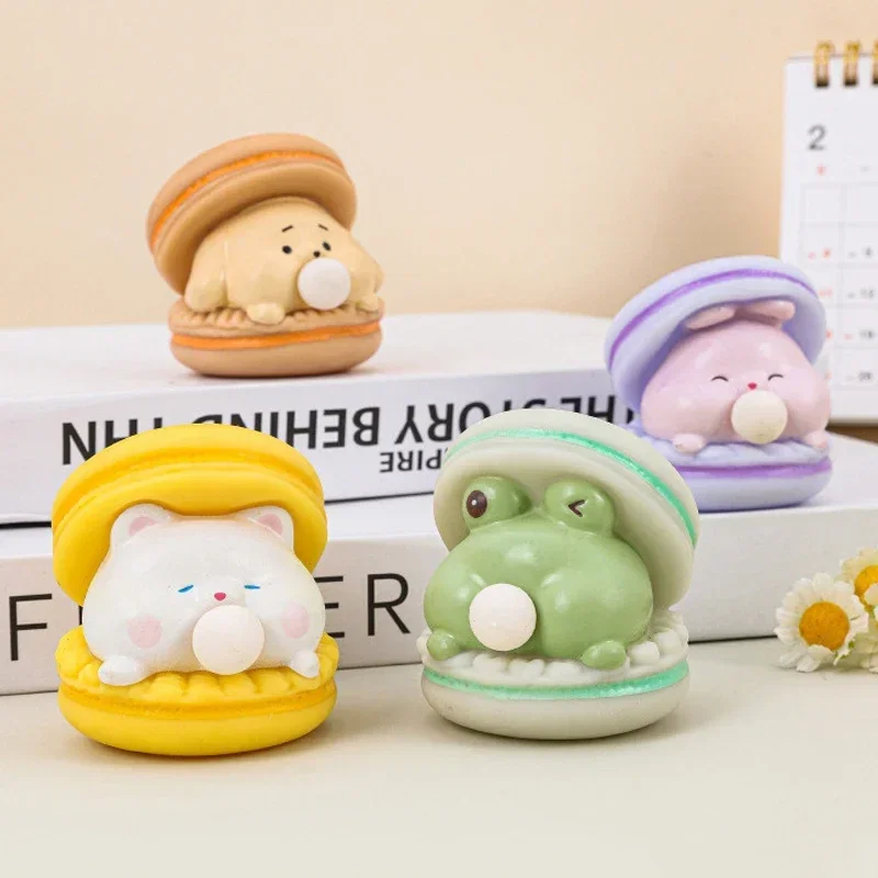1/4Pcs Spit Bubble Burger Squeeze Toy, Cute Animal Stress Relief Desktop Ornament