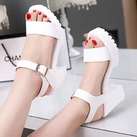 Small Size 32-43 Summer Block High Heels Wedding Shoes Bride Platform Sandals 2026 Women's Thick Bottom Sandals for Office Model - Image 4