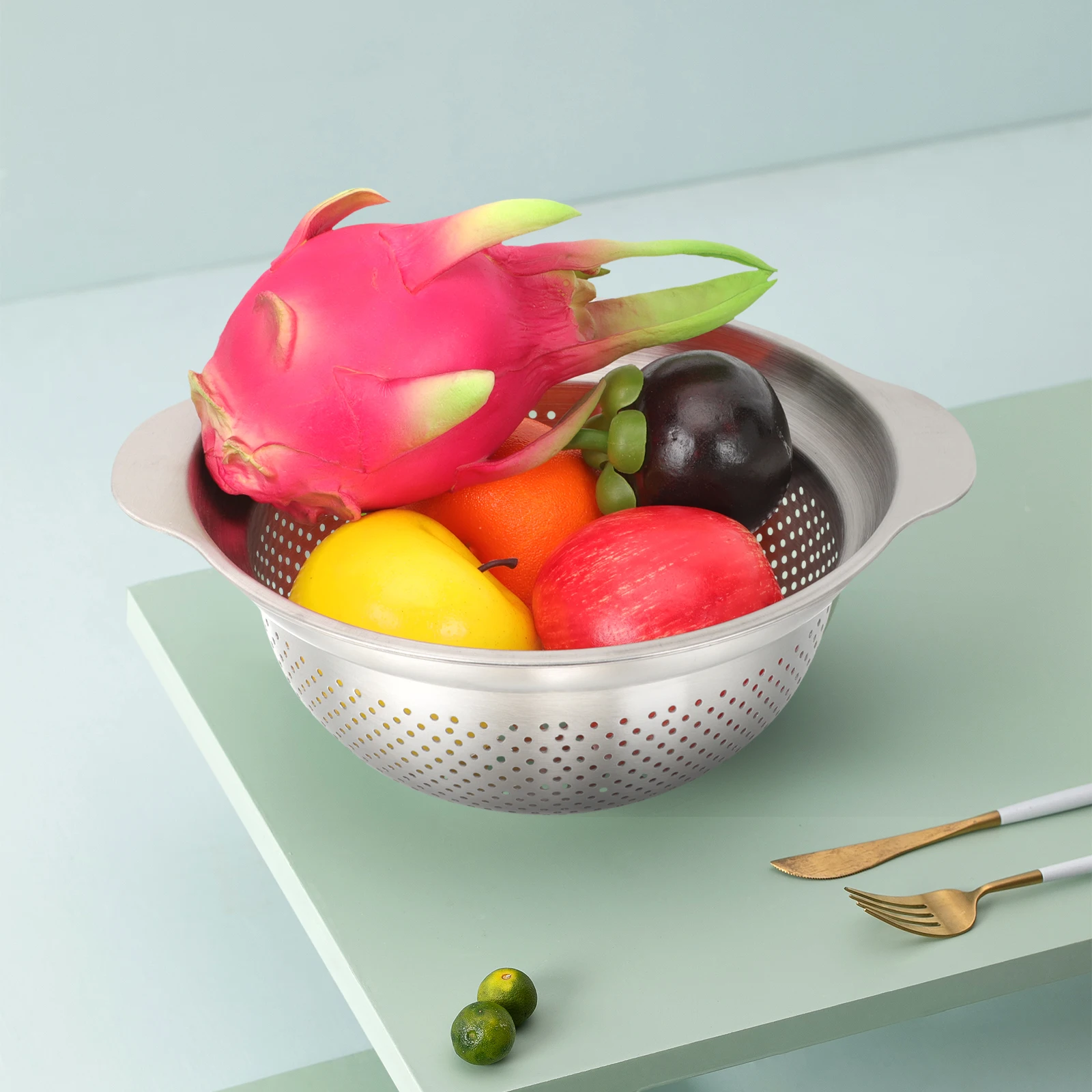 

Stainless Steel Colander 304 Grade Rice Washing Bowl Strainer Kitchen Accessories Pasta Drainer Vegetable Fruit Cleaner