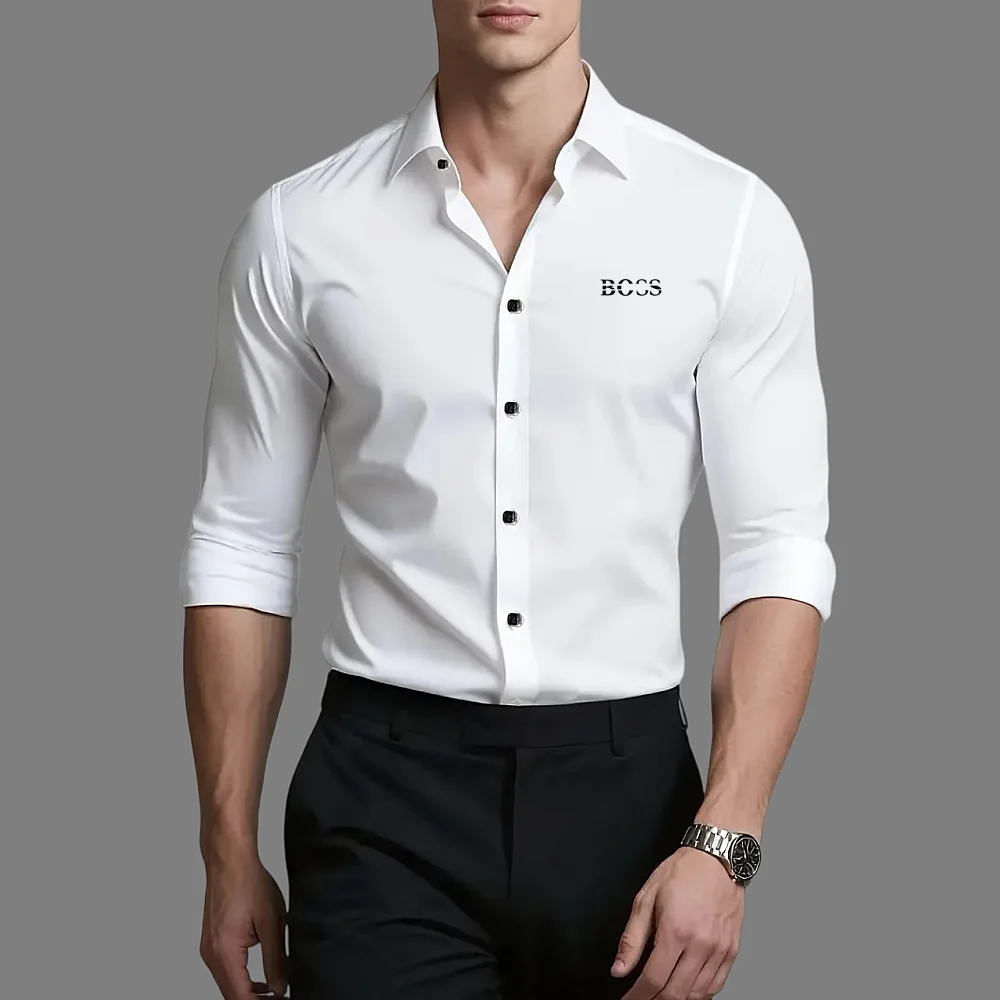 

New brand men's long sleeved shirt, a high-quality comfortable fashionable business shirt suitable for daily leisure work wear