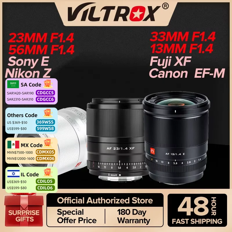 Viltrox 23mm 33mm 56mm F1.4 Af Auto Focus Aps-c For Fuji X Canon M Mount Sony E Nikon Z Mount Camera Es