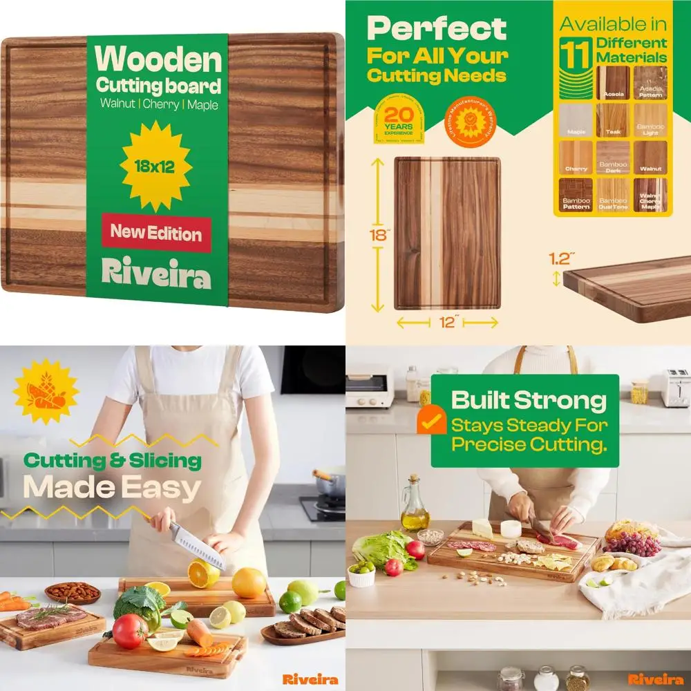 

Разделочная доска из клена, вишни, ореха, дерева - большая натуральная кухонная разделочная доска 18x12 - прочные кухонные аксессуары для гурманов