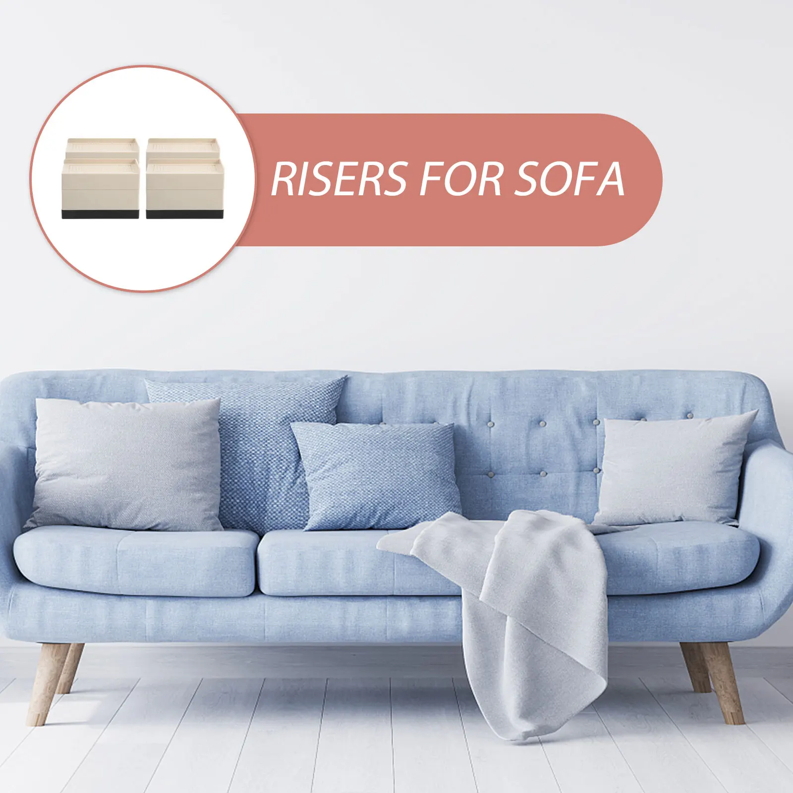 

PP TPU Bed Risers Furniture Lifters Sturdy Heavy Duty Holder Raise Bed Couch Storage Space Protector Reliable Stability
