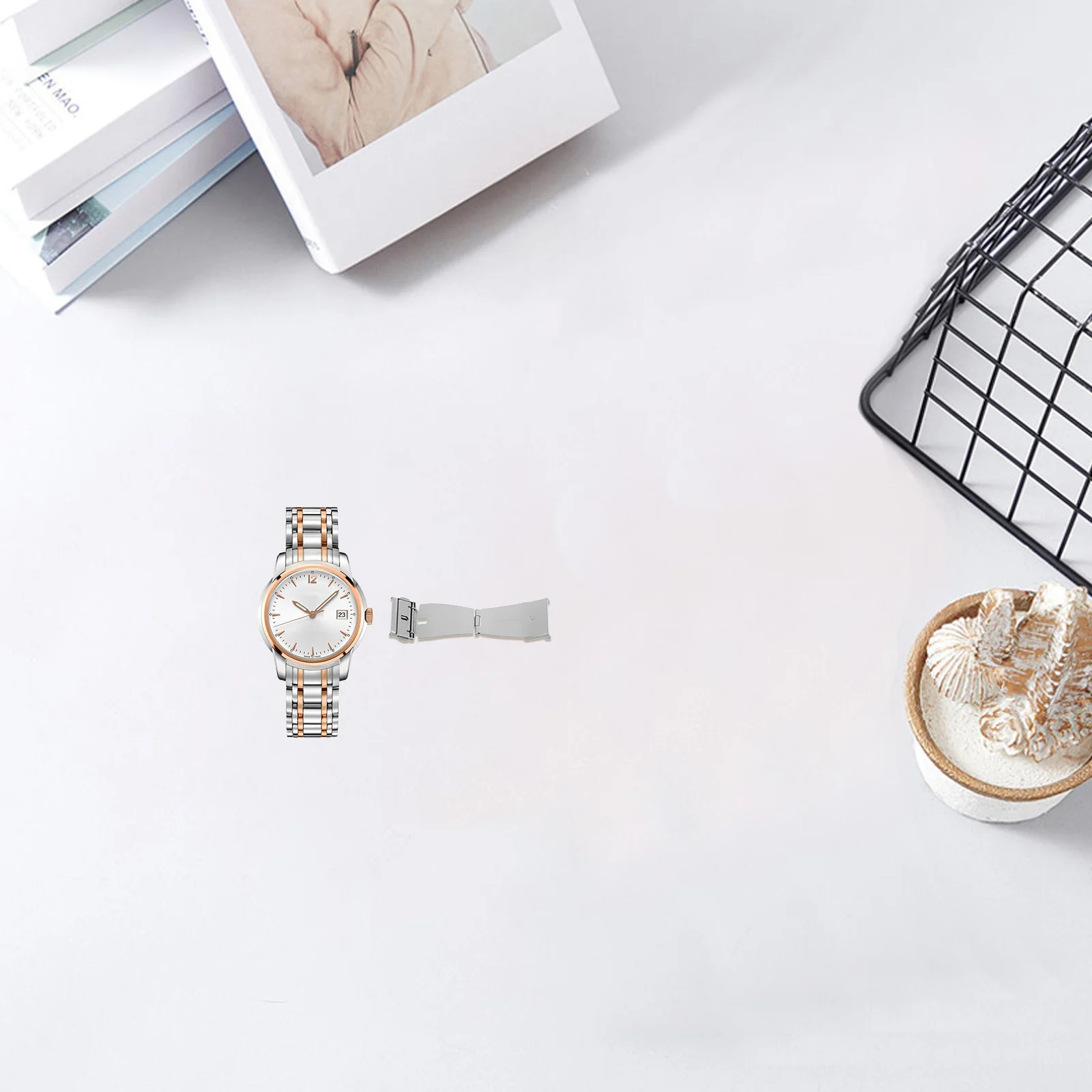 الفولاذ المقاوم للصدأ فراشة المشبك مشبك زر ضغط مزدوج للرجال النساء دائم استبدال أجزاء الساعة مشبك الصلب ووتش #6