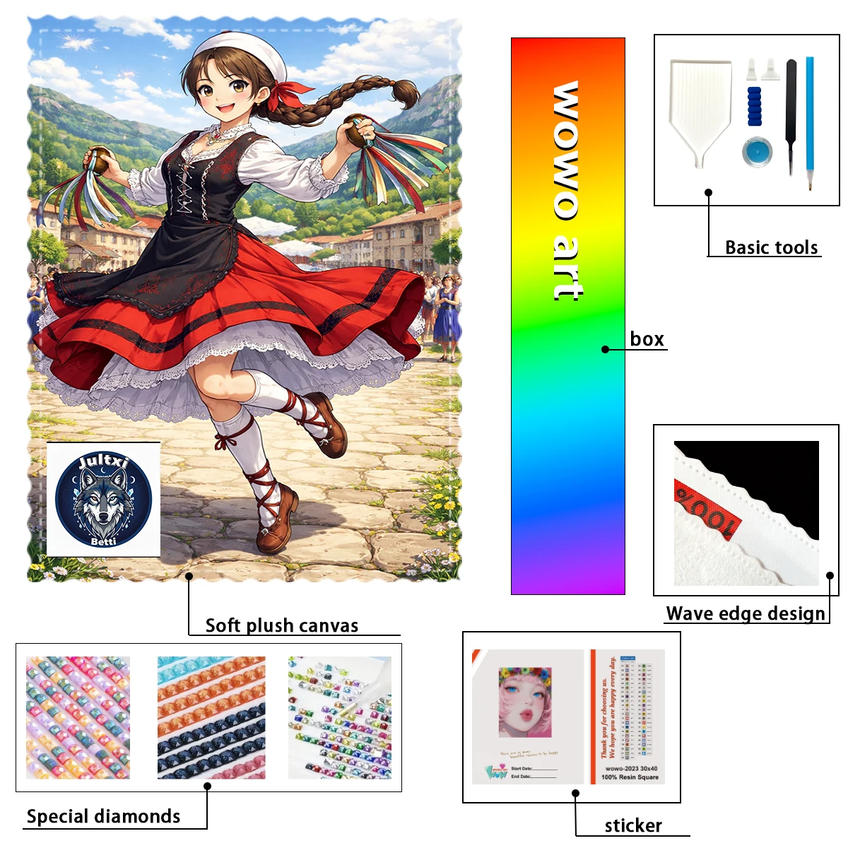 

【Betti_ Diamond Art】Niña alegre en 120 colores Crystal AB Rhinestone FD Rhinestone Perfect Resin Diamond