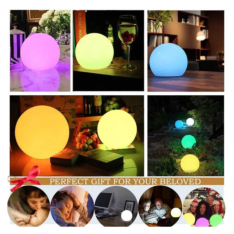 Remote Control LED Ball Night Lights AAA Battery Home Bedroom Decor Table Lamps Outdoor Garden Wedding Party Camping Decoration