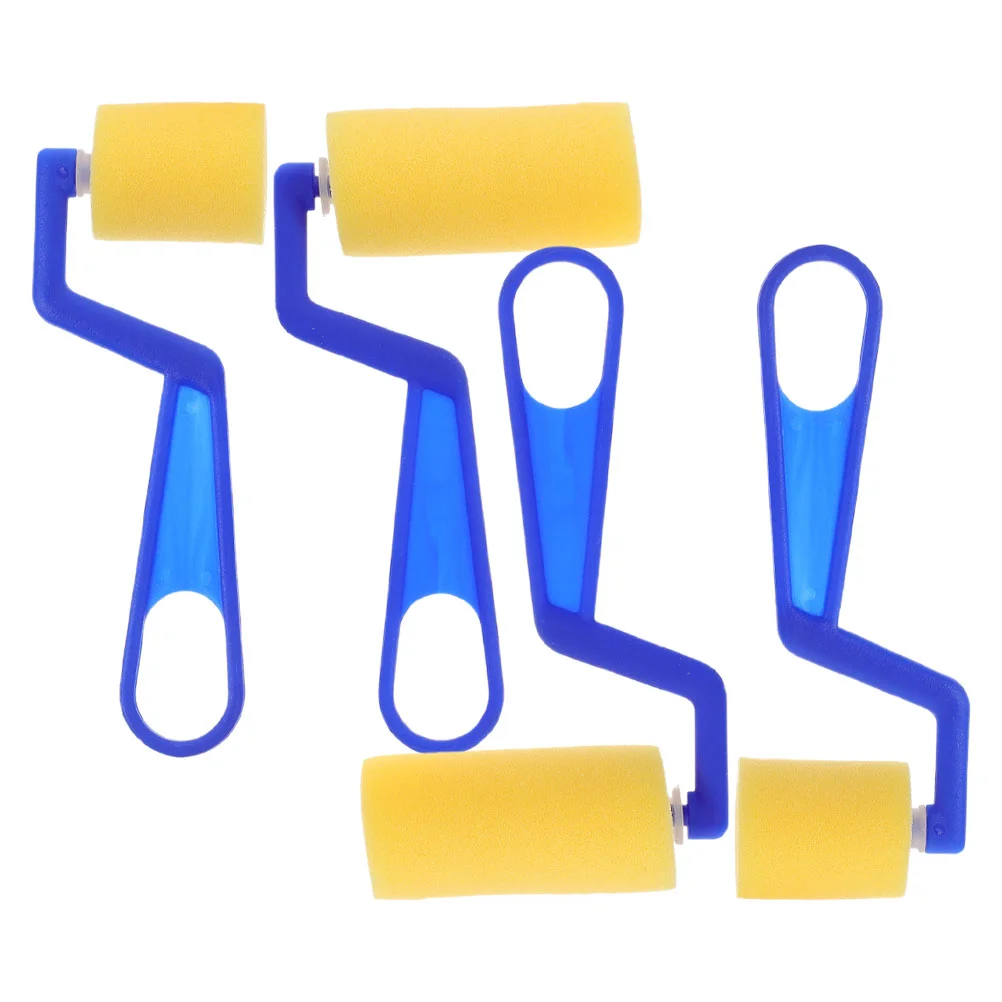 مجموعة فرش إسفنجية للرسم من 4 قطع، أدوات أطفال للأطفال، فرش بلاستيكية