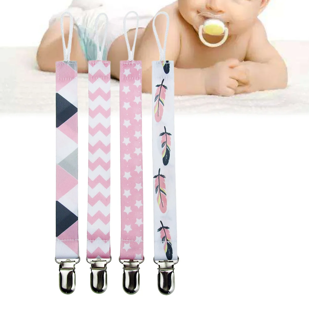 4pcs Infant Baby Boy Girl Pacifier Clip Soother Teething Toy Strap Leash Holder (Pattern 6) pacifier holder