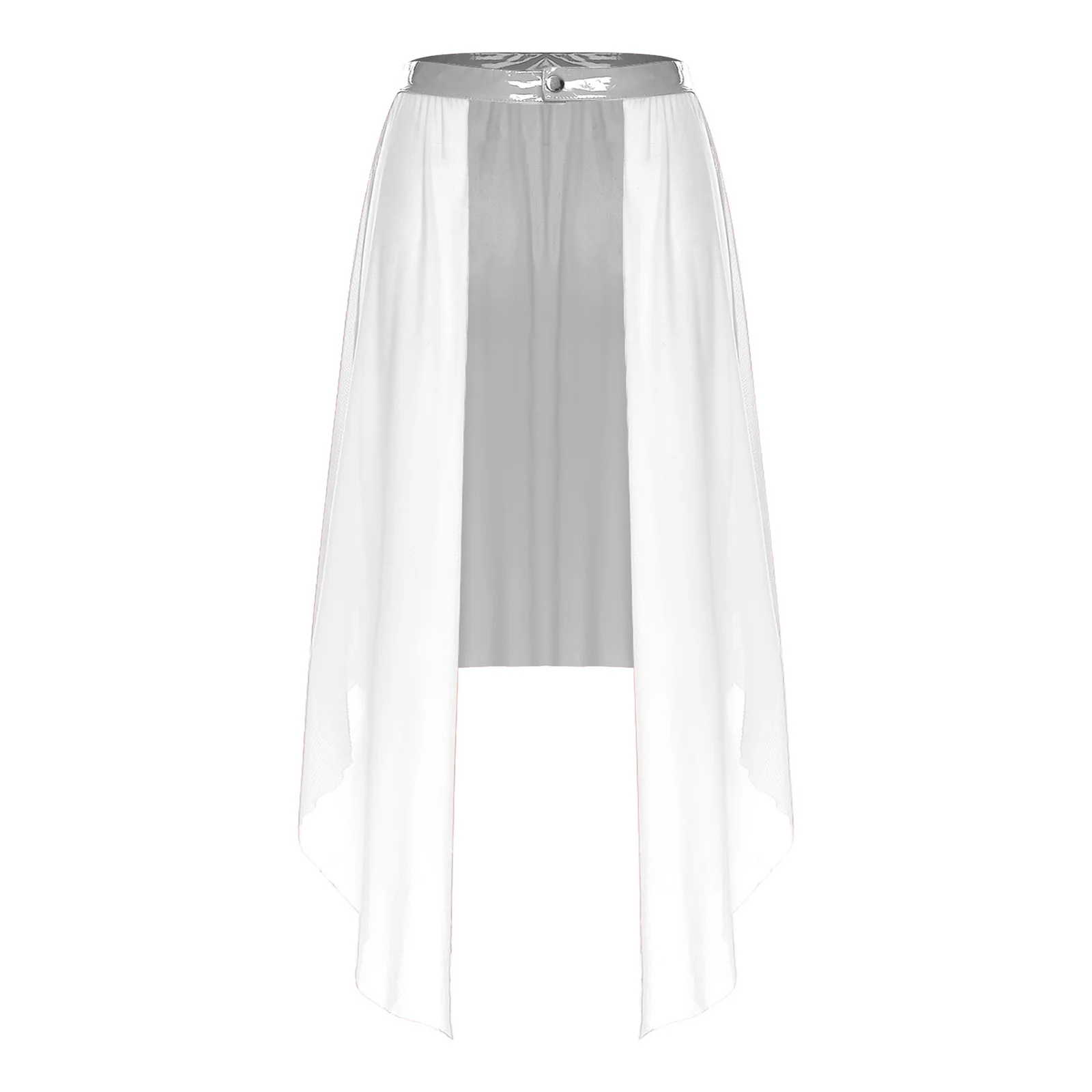 

Women Cutout Cover Up Skirt Asymmetrical Sheer Mesh Hem Front Open Cover-up Skirt for Nightclub Pole Belly Dance Cover Skirts