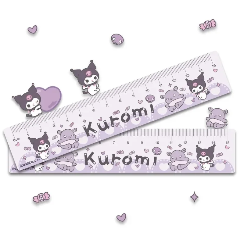 Cute Creative Sanrios Hello Kitty Kuromi My Melody Cinnamoroll 15cm Stationery Ruler Students Anime Cartoon Measuring Tools Gift