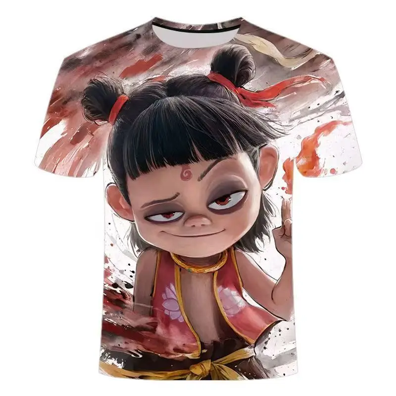 

Я команду ее, но я не могу. Nezha: The Demon ChildrenWho Make Waves Футболка, летняя модная молодежная футболка с круглым вырезом и коротким рукавом с принтом