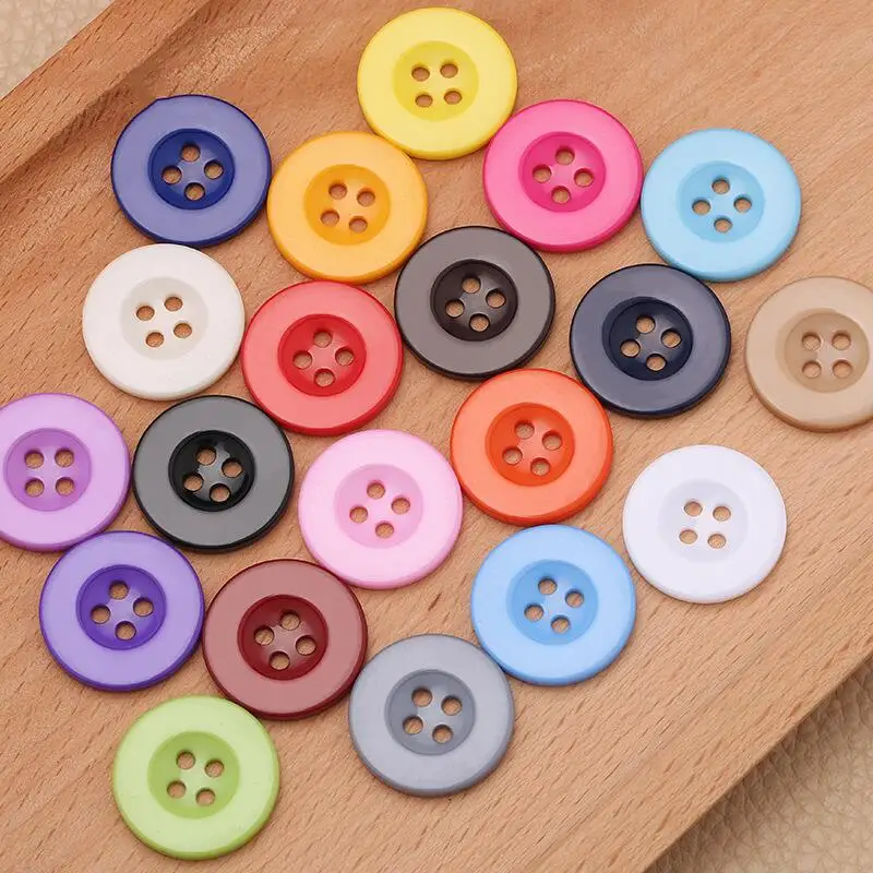 50Pcs/Lot 11.5-25mm Color Four-eye Wide Edge Plastic Buttons Versatile Round Button For Matching &Sewing, DIY Sewing Accessories