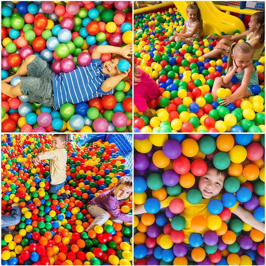100Pcs Ball Pit Balls for Baby and Toddler Phthalate Free Crush Proof Plastic - Multicolored Pit Balls in Reusable Play Toys for