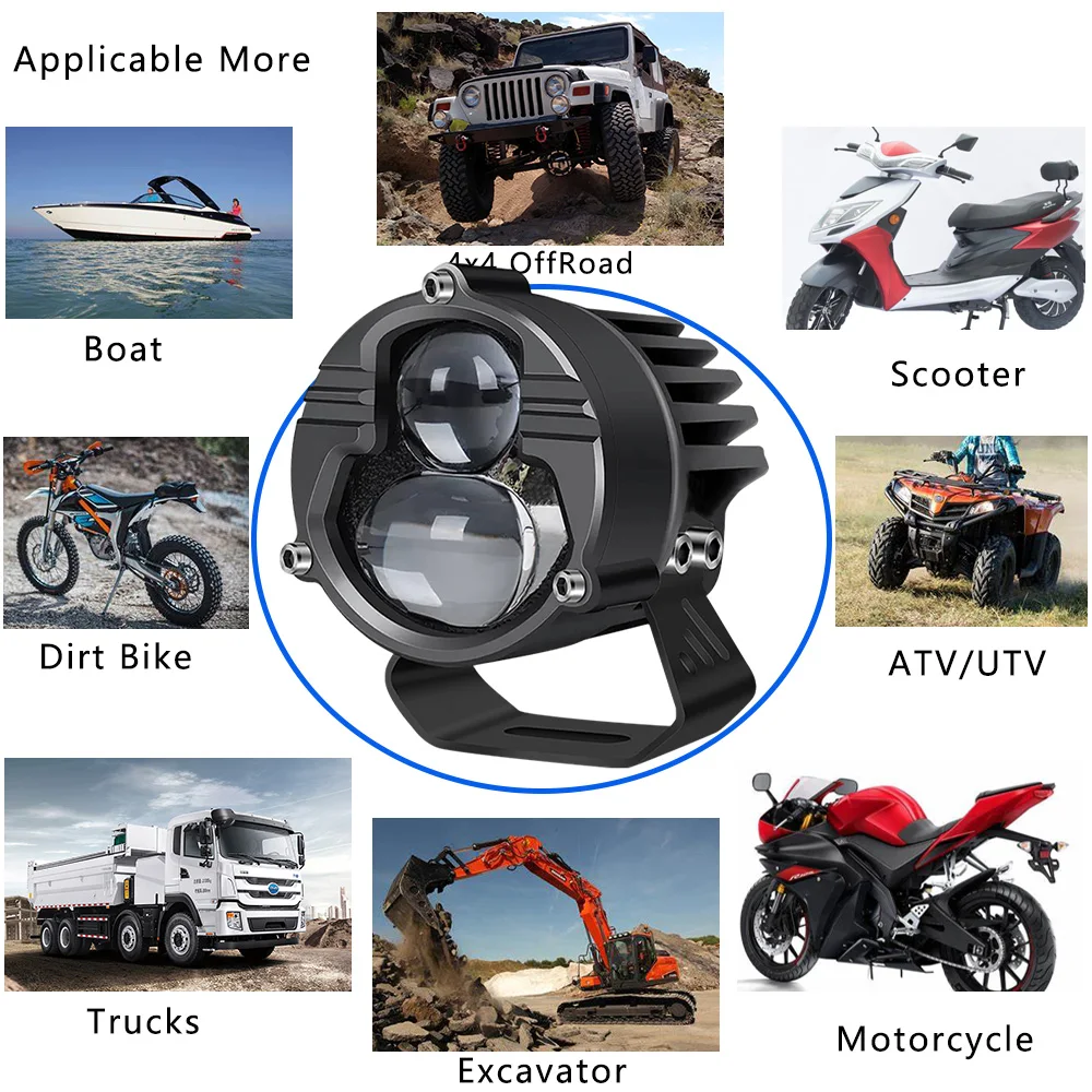 Additional LED Headlights Motorcycle Spotlight High Low Combo Beam Work Driving Aux Fog Lights Bar For ATV UTV OffRoad 4x4 Truck