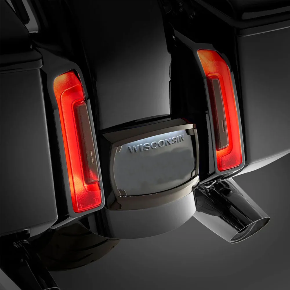 Motorcycle Curved License Plate Frame Relocation LED Light Fit For Harley Road Glide ST Electra Glide CVO Street Glide 2023 2024