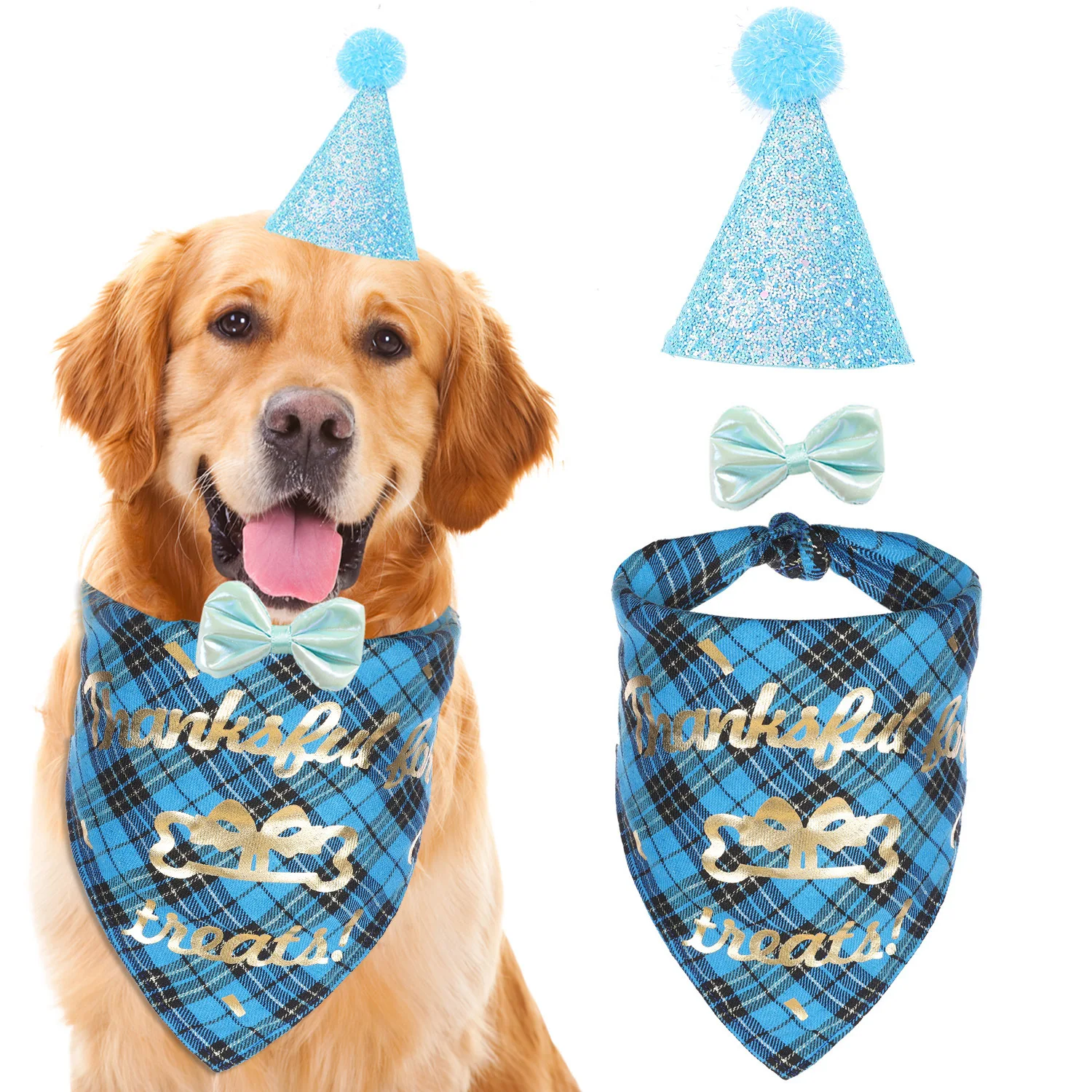 Pet Dog Cat Birthday Party Flag Dog Birthday Hat Triangle Scarf Big Dog Birthday Drool Scarf Bib Dog Cat Party Decoration