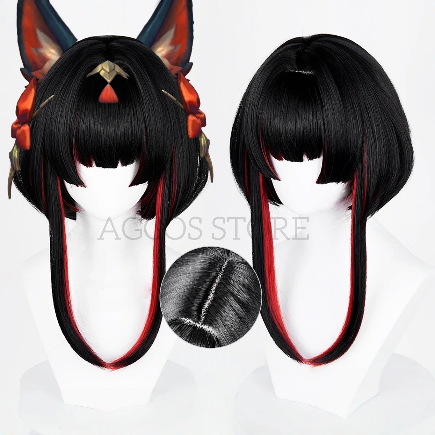 AGCOS LOL Spirit Blossom Ahri Cosplay Wig Halloween Cosplay Hair Ahri Wigs