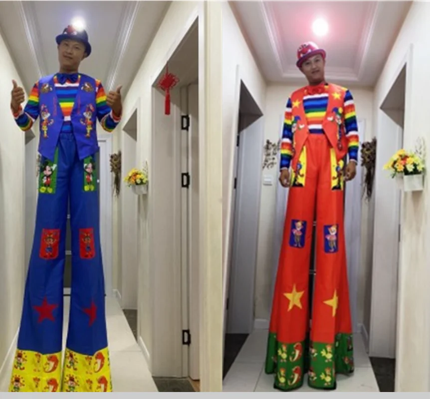 Clown High Heel Costume Adult Men and Women Masquerade Magic Performance Dress Set